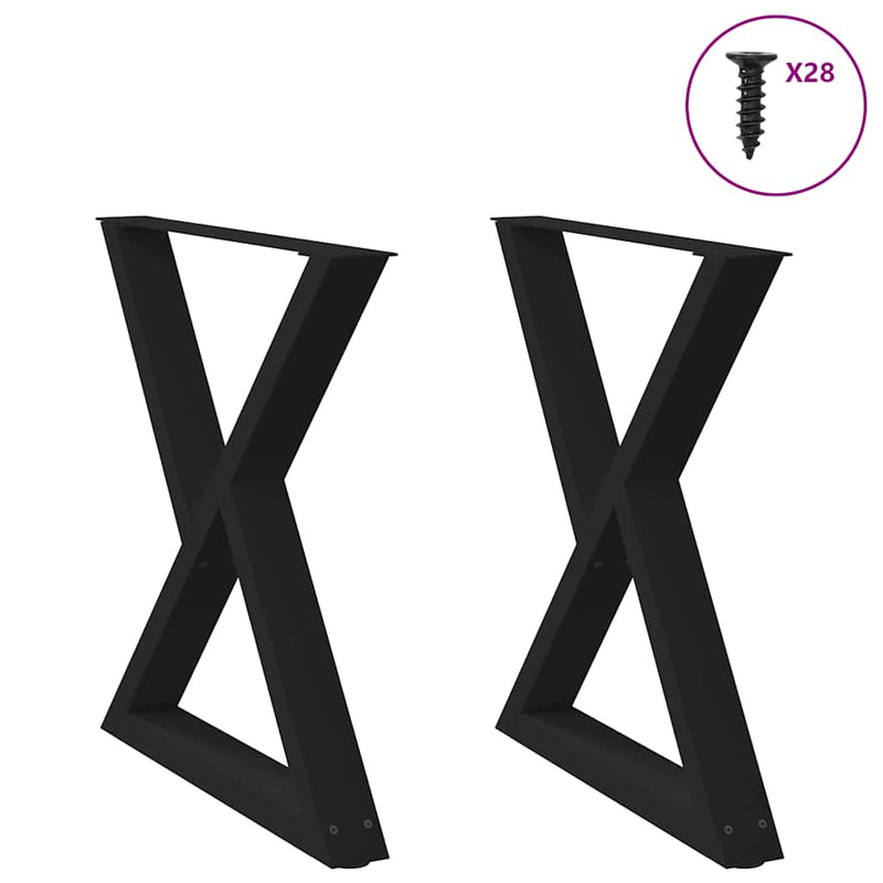 vidaXL 2 db fekete acél étkezőasztal láb 80 x (72-73,3) cm