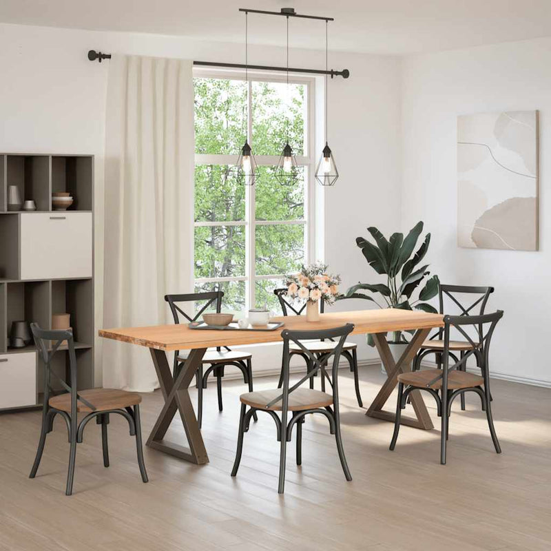 vidaXL 2 db natúr acél étkezőasztal láb 80x(72-73,3) cm acél