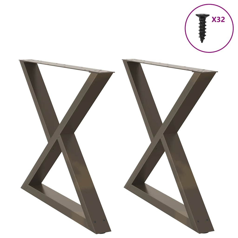 vidaXL 2 db natúr acél étkezőasztal láb 90 x (72-73,3) cm acél