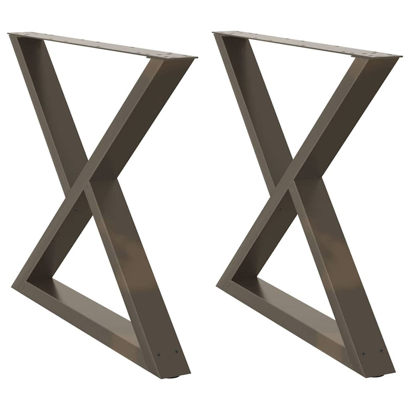 vidaXL 2 db natúr acél étkezőasztal láb 90 x (72-73,3) cm acél