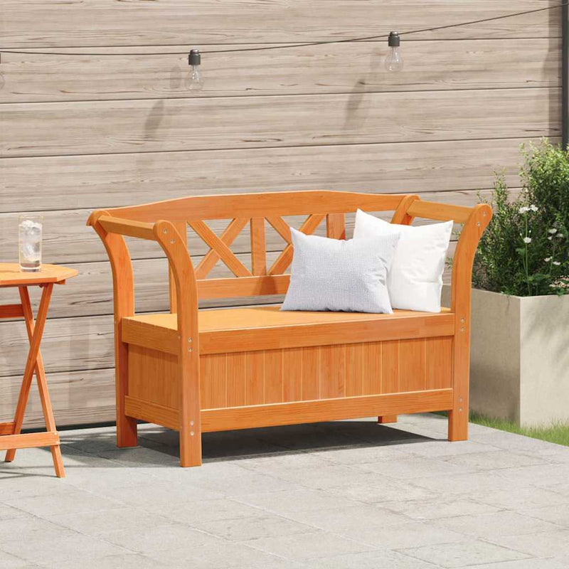 vidaXL Kerti Tároló Pad Barna 119 x 76 x 44cm Tömör fenyőfa