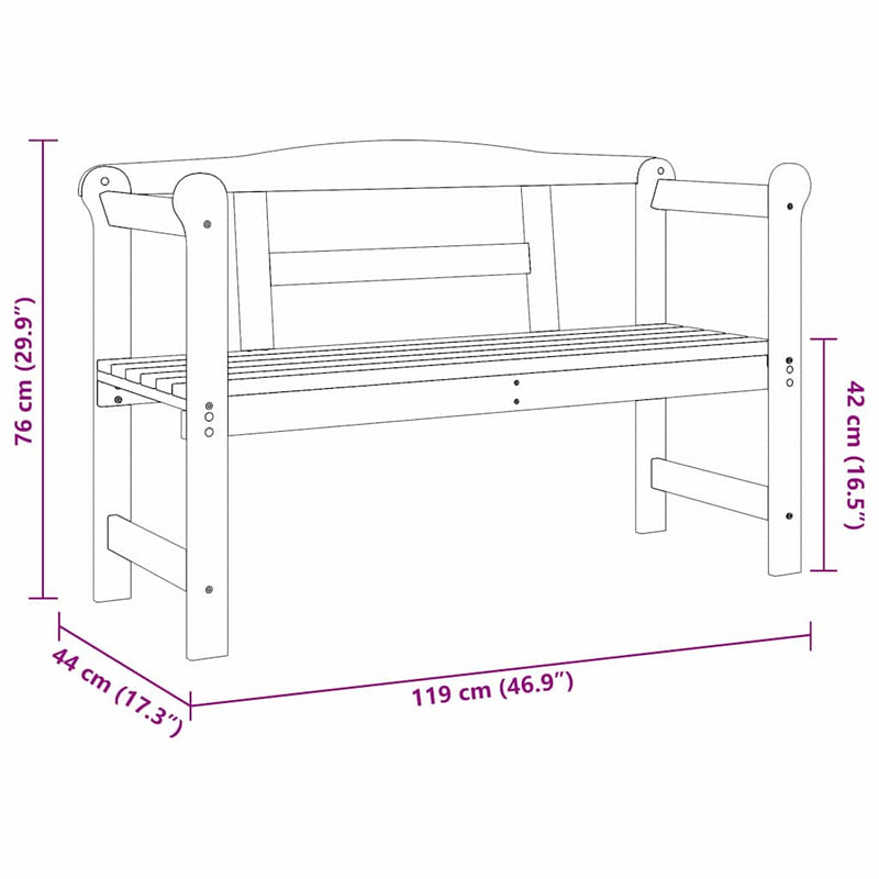 vidaXL Kerti pad Barna 119 x 76 x 44cm Tömör fenyőfa