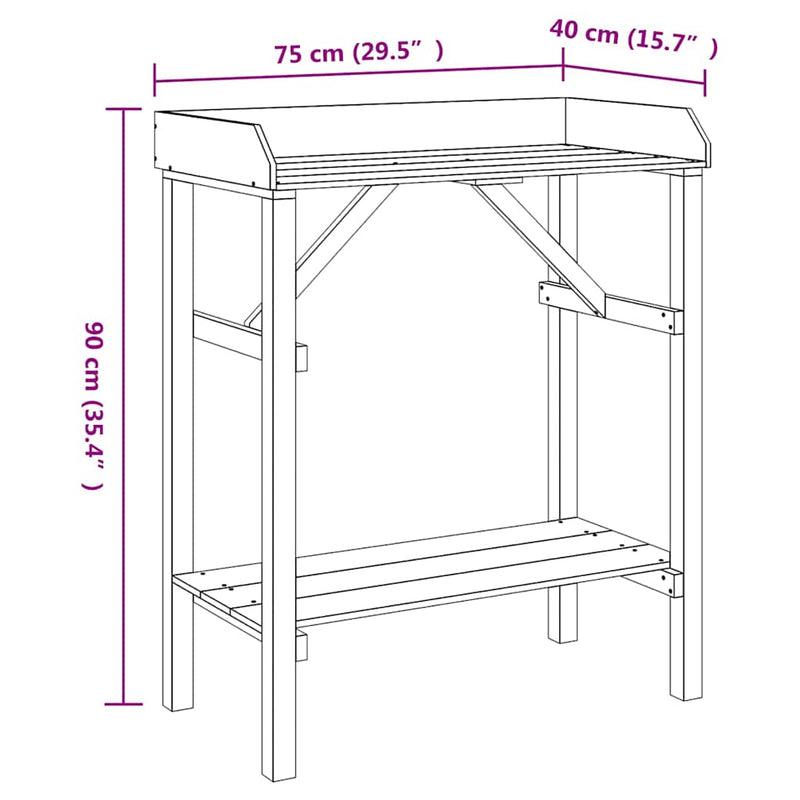 vidaXL Növényállványok Barna 75 x 40 x 90 cm Masszív fenyő fa