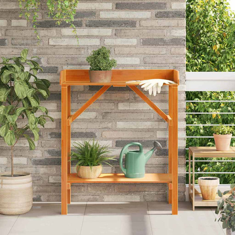 vidaXL Növényállványok polcokkal Barna 75 x 40 x 90 cm Tömör fenyőfa