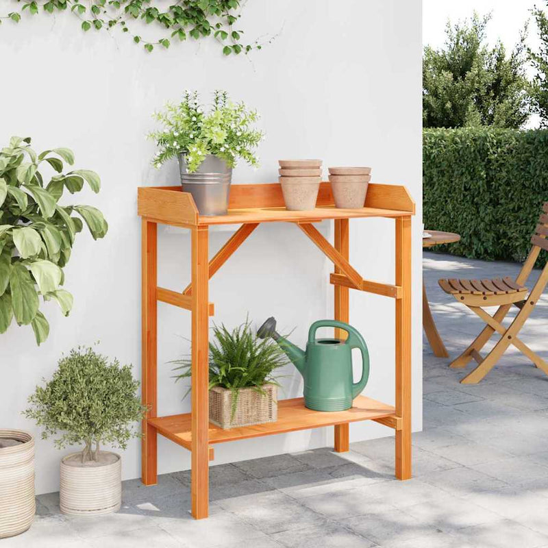 vidaXL Növényállványok polcokkal Barna 75 x 40 x 90 cm Tömör fenyőfa
