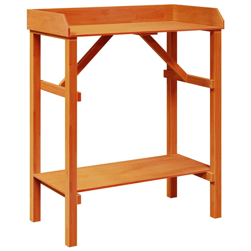 vidaXL Növényállványok polcokkal Barna 75 x 40 x 90 cm Tömör fenyőfa
