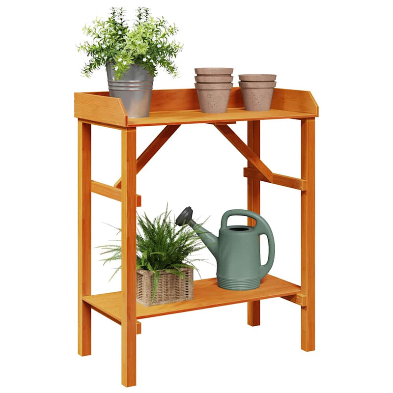 vidaXL Növényállványok polcokkal Barna 75 x 40 x 90 cm Tömör fenyőfa