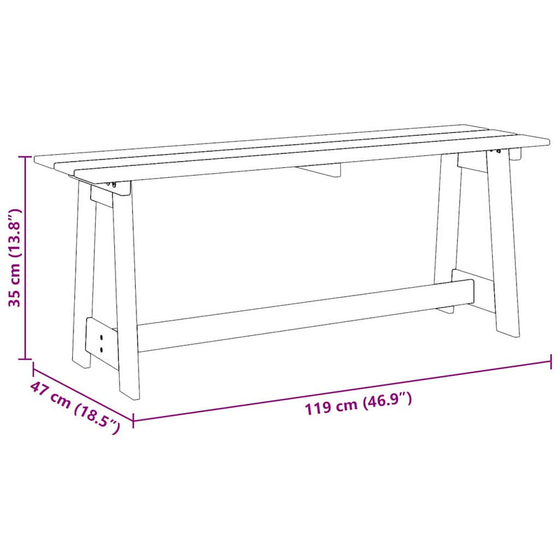 vidaXL Kerti pad Barna 119 x 35 x 47 cm Tömör fenyőfa