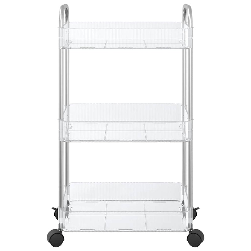 vidaXL tárolókocsi 3 szintes átlátszó 37x28x68 cm akril