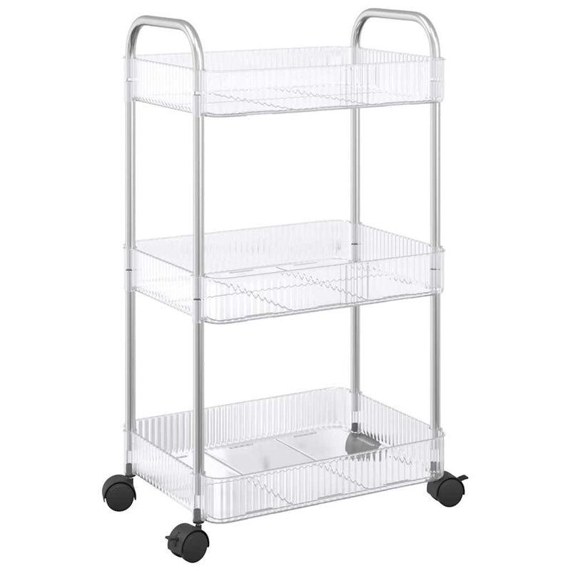 vidaXL tárolókocsi 3 szintes átlátszó 37x28x68 cm akril
