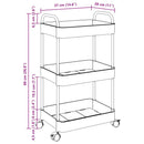 vidaXL tárolókocsi 3 szintes átlátszó 37x28x68 cm akril