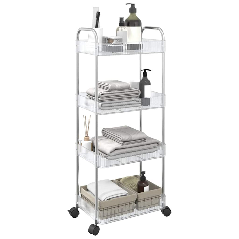 vidaXL tárolókocsi 4 szintes átlátszó 37x28x95 cm akril