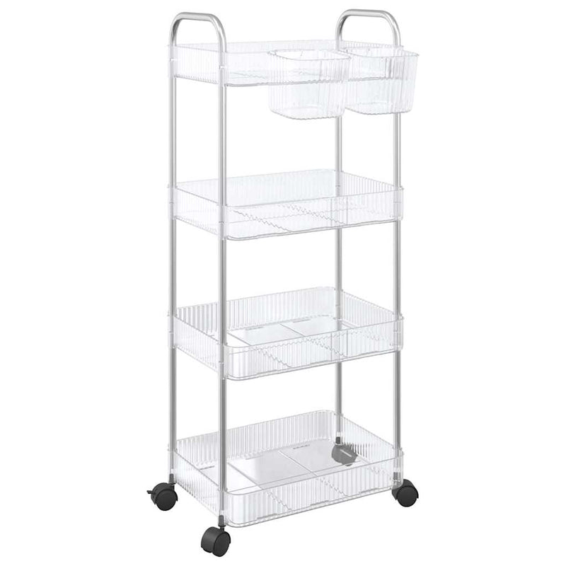 vidaXL tárolókocsi 4 szintes átlátszó 37x28x95 cm akril