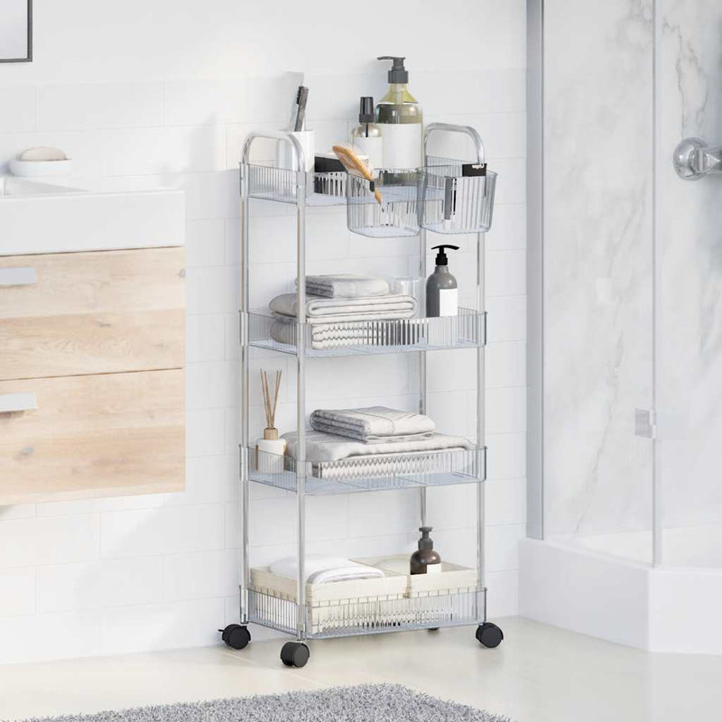 vidaXL tárolókocsi 4 szintes átlátszó 37x28x95 cm akril