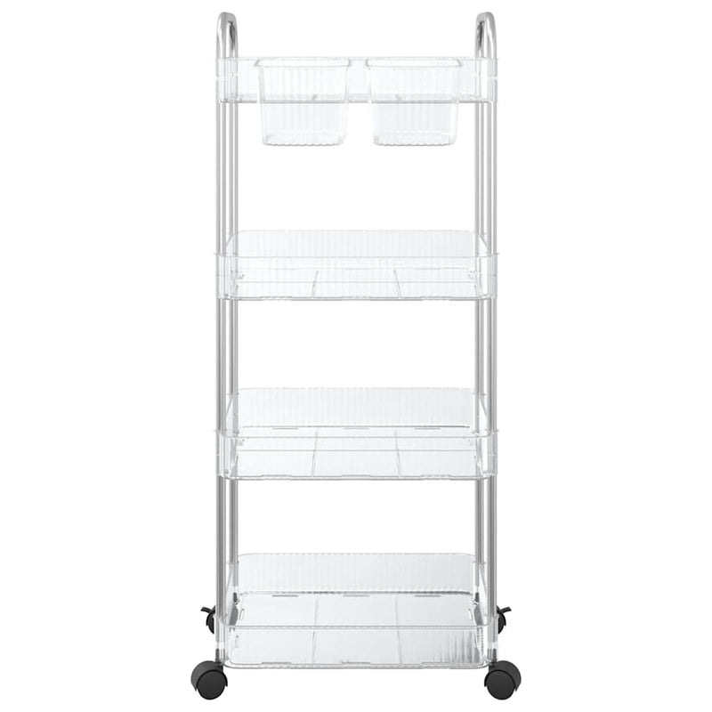 vidaXL tárolókocsi 4 szintes átlátszó 37x28x95 cm akril
