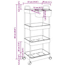vidaXL tárolókocsi 4 szintes átlátszó 37x28x95 cm akril