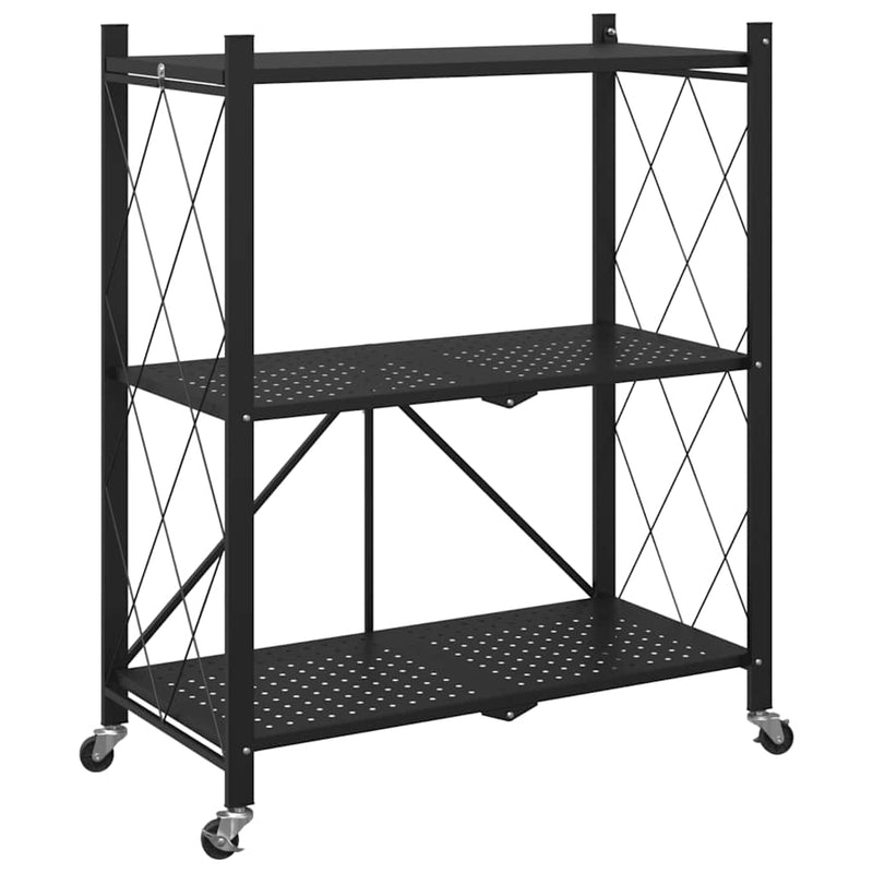 vidaXL tárolópolc kerekeken fekete 71x34x88 cm acél