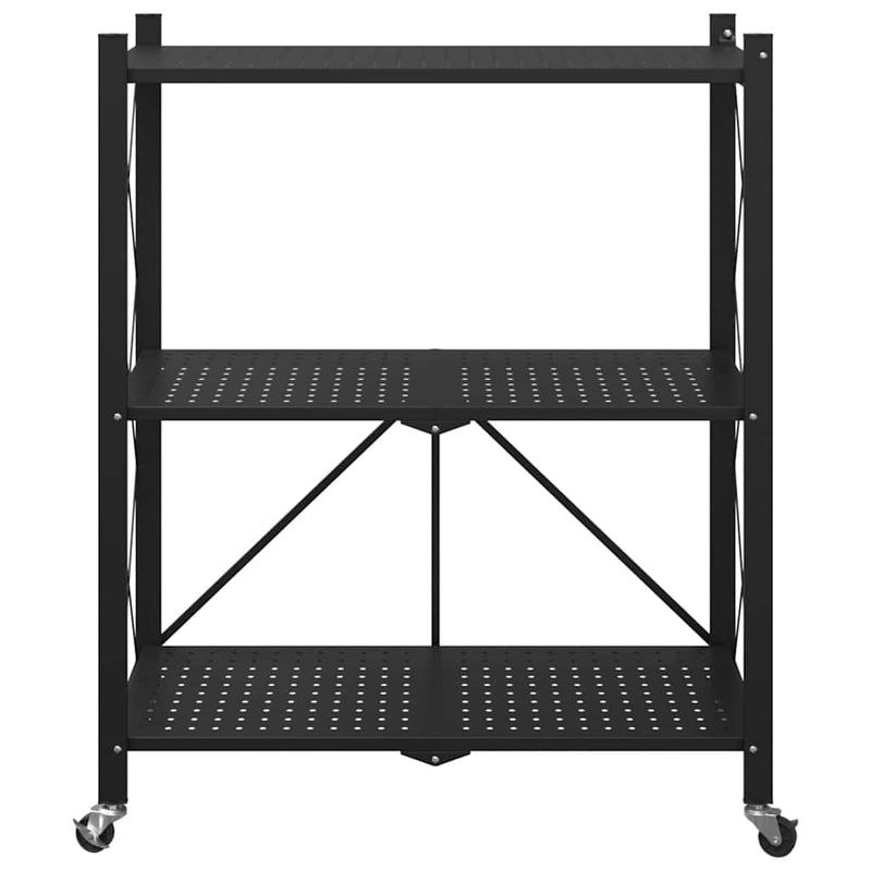 vidaXL tárolópolc kerekeken fekete 71x34x88 cm acél