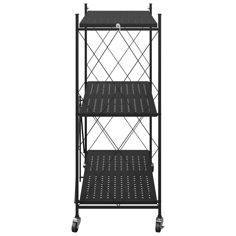 vidaXL tárolópolc kerekeken fekete 71x34x88 cm acél