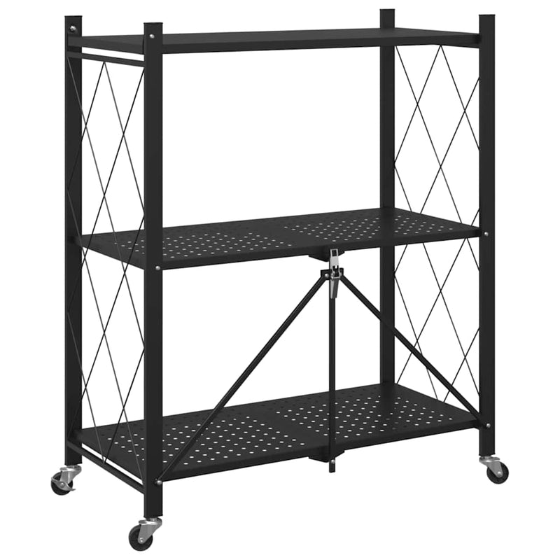vidaXL tárolópolc kerekeken fekete 71x34x88 cm acél
