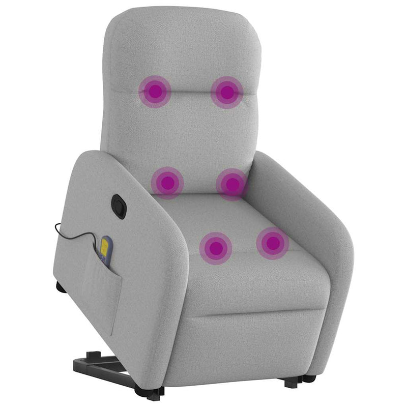 vidaXL Álló masszázsfotel felhőszürke szövet