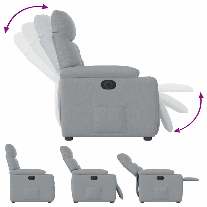 vidaXL világosszürke szövet elektromos dönthető fotel