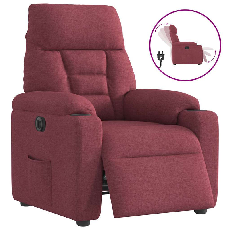 vidaXL bordó szövet elektromos dönthető fotel