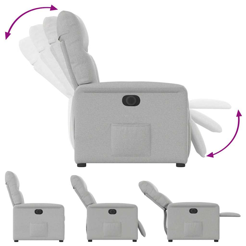 vidaXL felhőszürke szövet elektromos dönthető fotel
