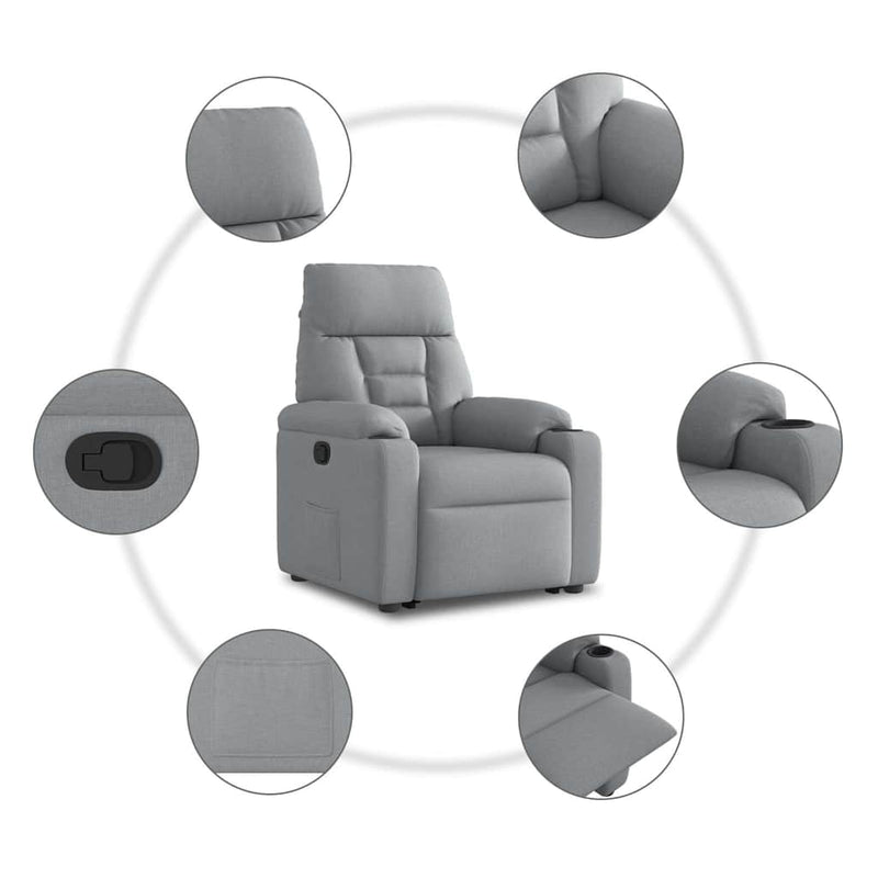 vidaXL világosszürke szövet felállást segítő dönthető fotel