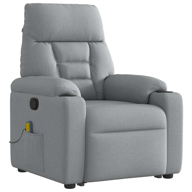 vidaXL világosszürke szövet felállást segítő dönthető masszázsfotel