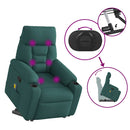 vidaXL sötétzöld szövet dönthető masszázs- és állófotel