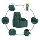 vidaXL sötétzöld szövet dönthető masszázs- és állófotel