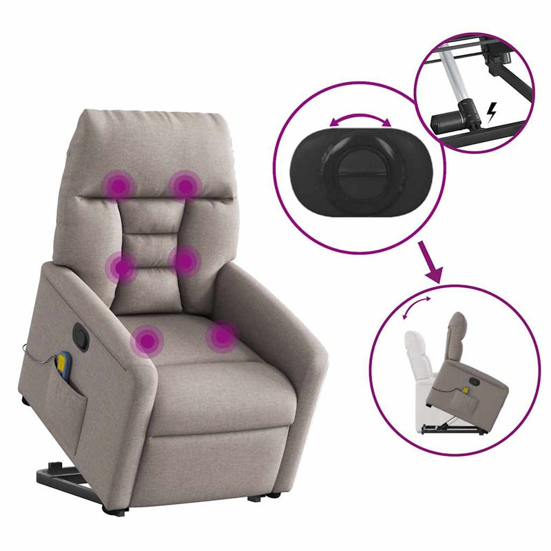 vidaXL tópszínű szövet dönthető masszázs- és állófotel