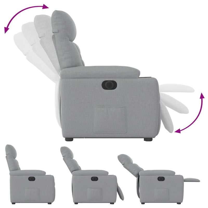 vidaXL elektromos felállást segítő világosszürke szövet dönthető fotel