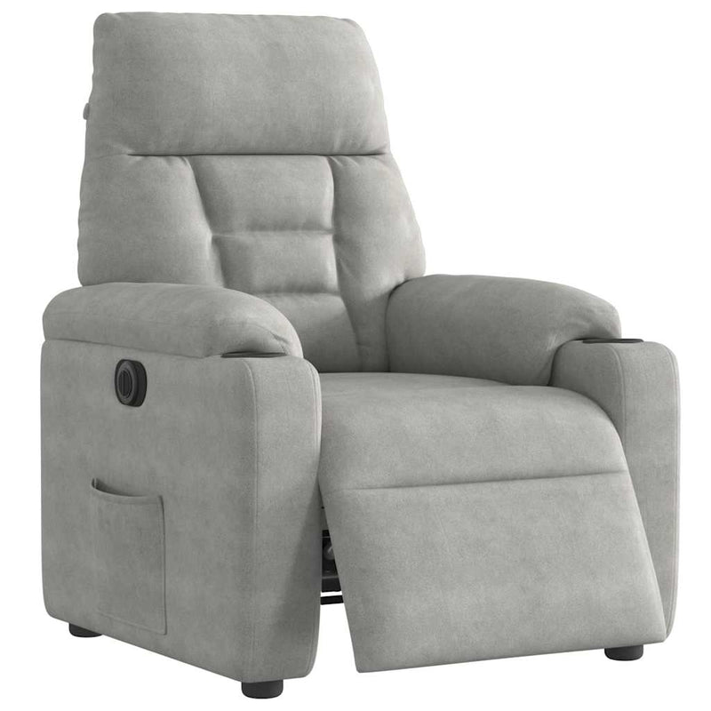 vidaXL világosszürke mikroszálas szövet elektromos dönthető fotel