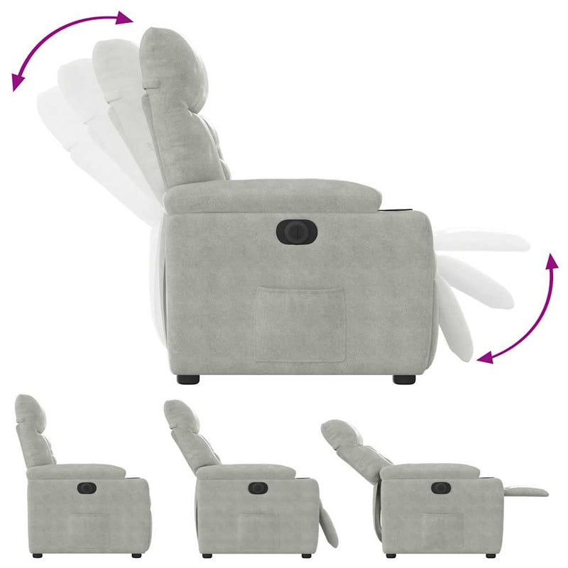 vidaXL világosszürke mikroszálas szövet elektromos dönthető fotel