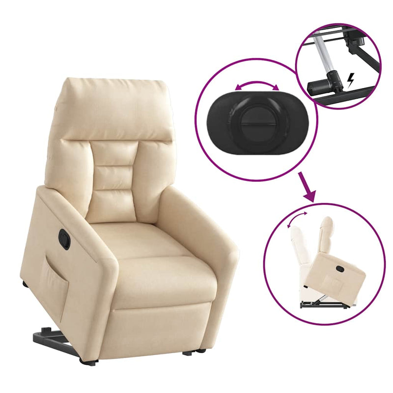 vidaXL bézs mikroszálas szövet felállást segítő dönthető fotel