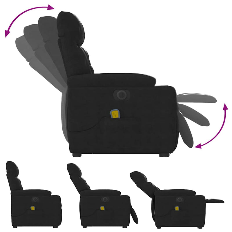 vidaXL fekete mikroszálas szövet elektromos álló masszázsfotel