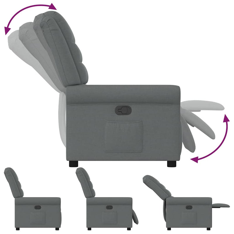 vidaXL sötétszürke szövet elektromos dönthető fotel