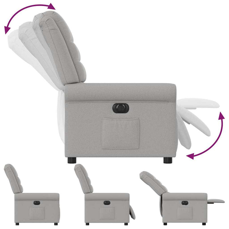 vidaXL felhőszürke szövet elektromos dönthető fotel