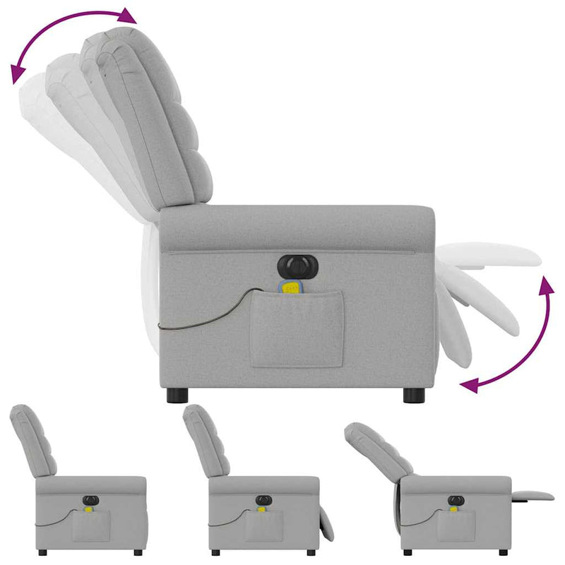 vidaXL felhőszürke szövet dönthető elektromos masszázsfotel