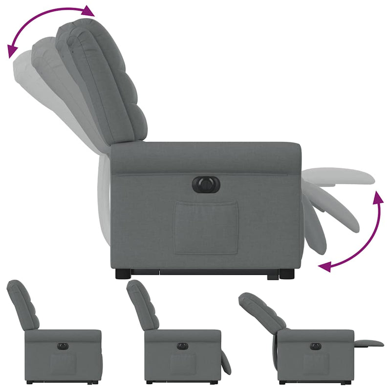 vidaXL elektromos felállást segítő sötétszürke szövet dönthető fotel