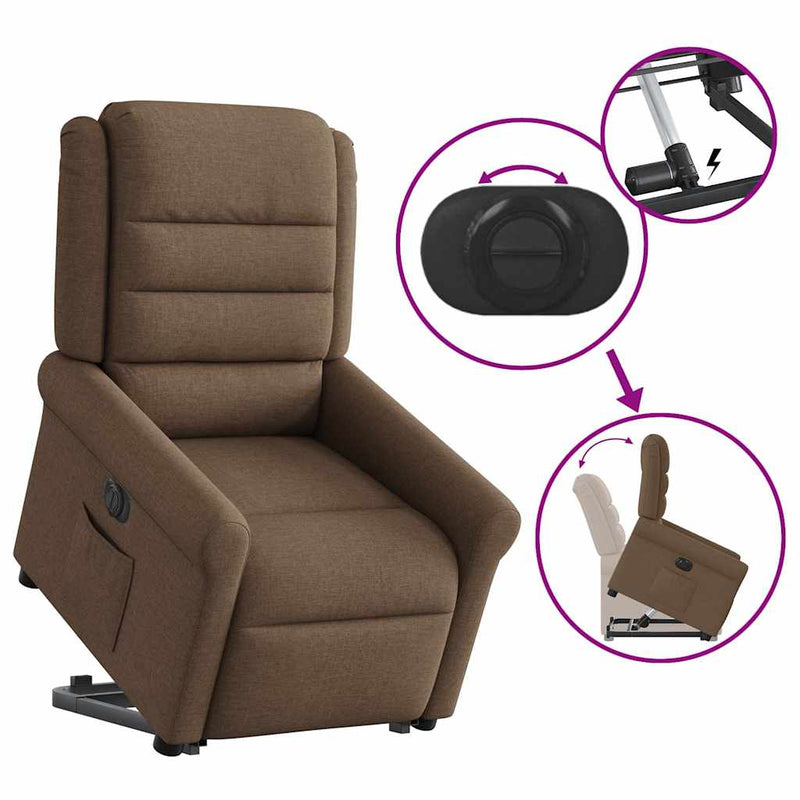 vidaXL elektromos felállást segítő barna szövet dönthető fotel