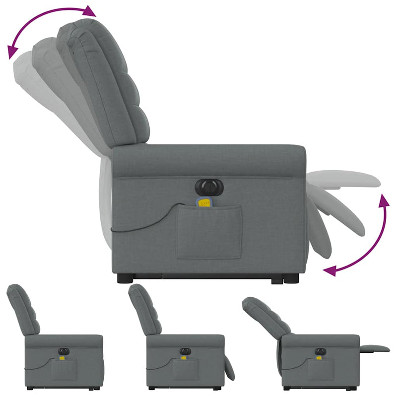 vidaXL sötétszürke szövet dönthető elektromos álló masszázsfotel