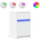 vidaXL 2 db fehér szerelt fa éjjeliszekrény LED-fényekkel