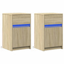 vidaXL 2 db sonoma tölgy színű szerelt fa éjjeliszekrény LED-fényekkel
