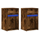 vidaXL 2 db füstös tölgy színű szerelt fa éjjeliszekrény LED-fényekkel