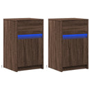 vidaXL 2 db barna tölgyszínű szerelt fa éjjeliszekrény LED-fényekkel