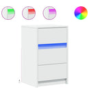 vidaXL fehér szerelt fa éjjeliszekrény LED-fényekkel