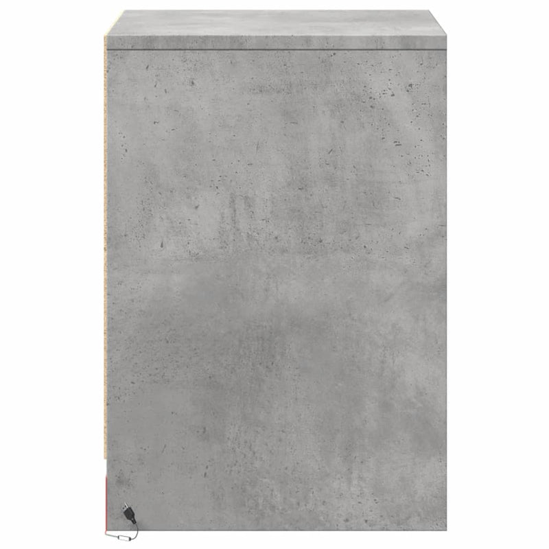 vidaXL 2 db betonszürke szerelt fa éjjeliszekrény LED-fényekkel